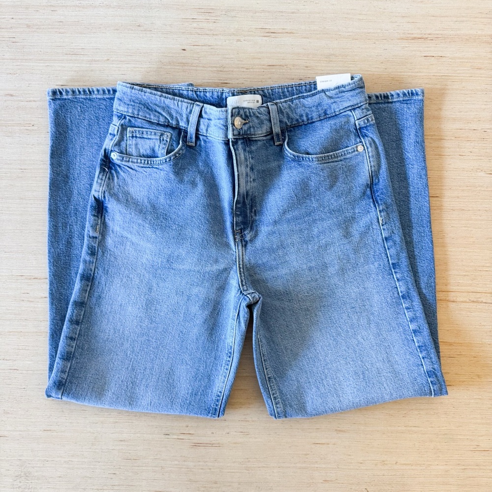 Zara High Rise Straight Leg Classic Blue Denim Jeans Size 6 - Picture 4 of 10